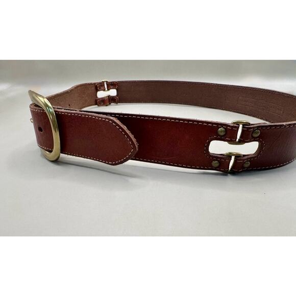 Vintage Fossil Women’s Wide Leather Ranger Belt Brass-Tone Buckle Size S main image 10